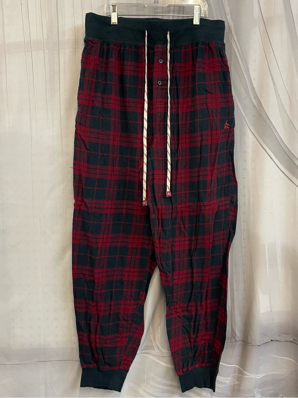 Y2K Vintage Original Penguin by Munsingwear XL Plaid Jogger Pants Black Red